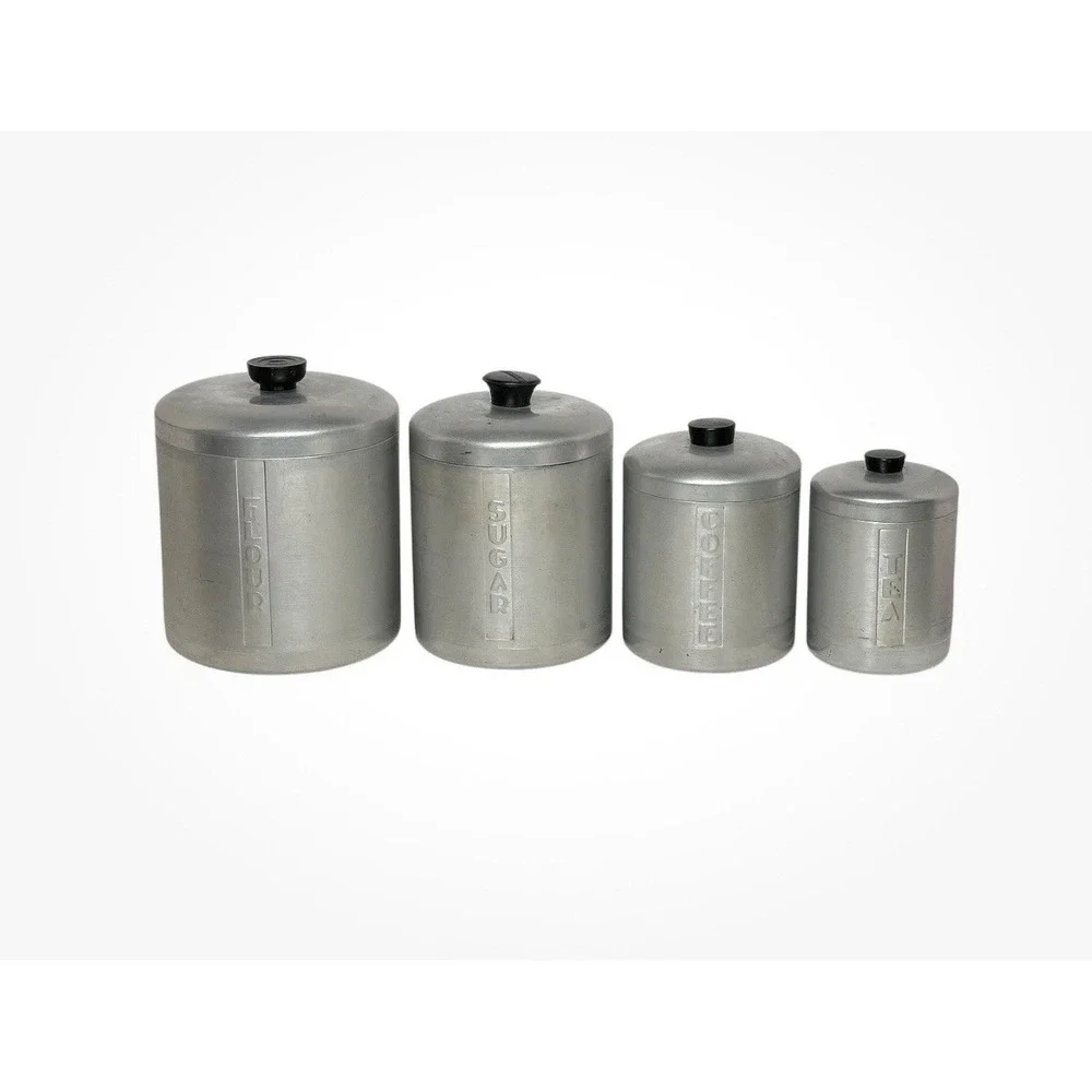 VINTAGE MCM Spun Aluminum Nesting Canister Set Of 4